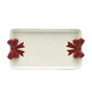 Bow Ceramic Serving Tray Red – Holiday Time Walmart 2025, Valentine Decor